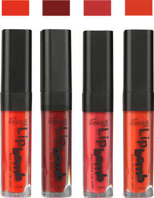 

Bonjour Paris Matte Lipstick(Fire Orange-Brown-Irresistble Pink-Brick Orange, 24 ml)