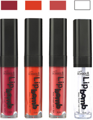 Flipkart - Bonjour Paris Matte Lipstick(24 ml, Wine-Brick Orange-Wild Blush-Top Coat)