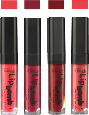 

Bonjour Paris Matte Lipstick(24 ml, Peach-Wine-Brown-Wild Blush)