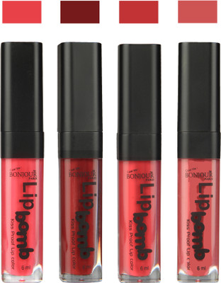 

Bonjour Paris Matte Lipstick(Peach-Brown-Irresistble Pink-Wild Blush, 24 ml)