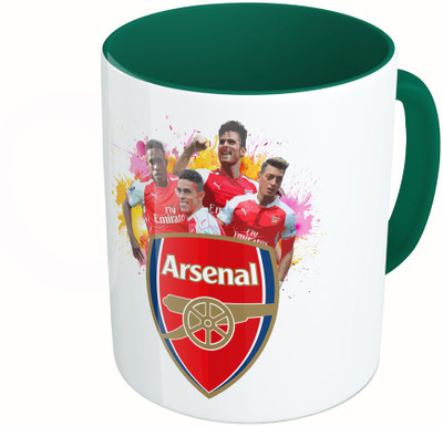

MiiCreations Printed Two Tone Green And White Arsenal Players Ceramic Mug(325 ml)