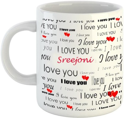 EMERALD Love You White Ceramic I Love You Sreejoni Ceramic Coffee Mug(350 ml)