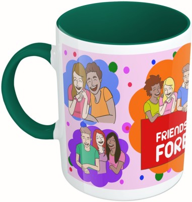 

MiiCreations Printed Two Tone Green And White Friends Forever Ceramic Mug(325 ml)