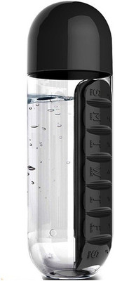 

VibeX ™ Combine Daily Organizer with Water Bottle Weekly Seven Compartments with Drinking Bottle Easy Carrying Pill Box(Black)