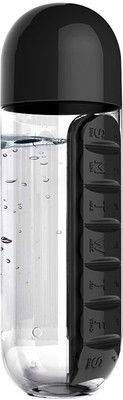

VibeX ® Medicine & Vitamin Organizer Water Bottle Pill Box(Black)