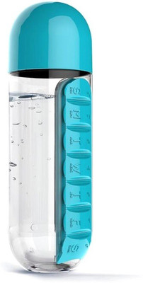 

VibeX ™ Medicine 2 in 1 Weekly Vitamins Organizer Water Bottle Health Care Mug Pill Box(Blue)