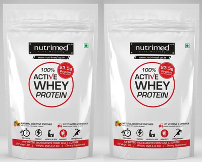 

Nutrimed Active Whey Protein (Added With Digestive Enzymes) Combo Pack (2 lbs + 2 lbs) Whey Protein(908 g, 908 g, Unflavored)