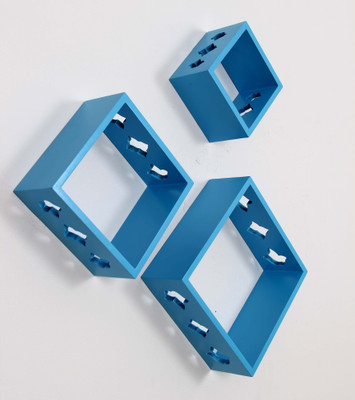 Make Home Happy Happy-ws-4 MDF Wall Shelf(Number of Shelves - 3, Blue)
