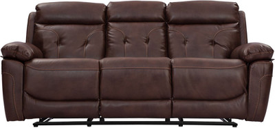 Durian Leatherette Manual Recliners(Finish Color - Brown)