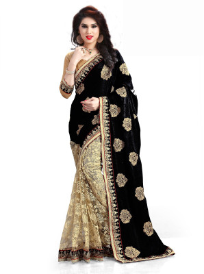 

Indian E Fashion Embellished, Self Design Fashion Georgette Saree(Black)