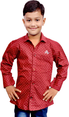 

AD & AV Boys Printed Casual Red Shirt, Darkred
