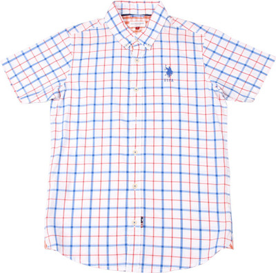 

US Polo Kids Boys Checkered Casual White Shirt