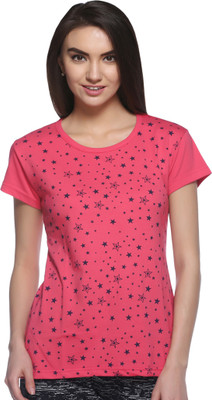 69GAL Printed Women Round Neck Pink T-Shirt Flipkart