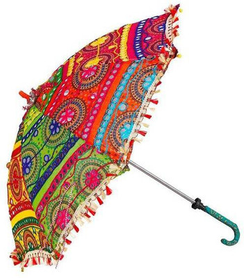 

Indigo Creatives Rajasthani Gujarati style bright floral summer shade umbrella for ladies / children Umbrella(Multicolor)