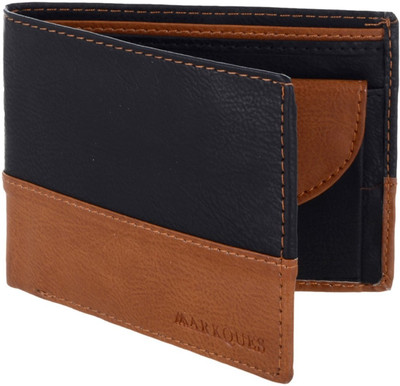 

MARKQUES Men Black Artificial Leather Wallet(4 Card Slots), Black-01