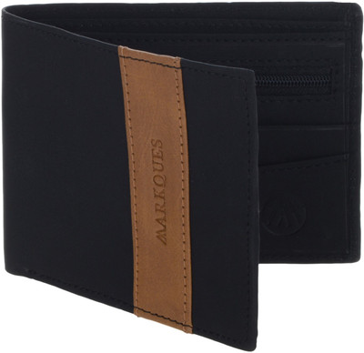 

MARKQUES Men Black Artificial Leather Wallet(6 Card Slots), Black-01
