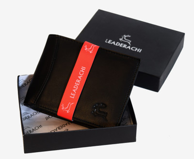 

Leaderachi Men Black Genuine Leather Wallet(12 Card Slots)