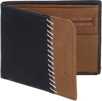 

MARKQUES Men Black Artificial Leather Wallet(6 Card Slots), Black-01