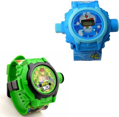 Shanti Enterprises Combo Ben 10 and Doraemon 24 Images Projector Watch Digital Watch  - For Boys & Girls   Watches  (Shanti Enterprises)