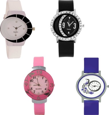 CM Beautiful Stylish Multicolor Dial Rich Look Fancy Latest Collection Combo of 4 Stylish Pattern Corporate Imperial Analog Watch  - For Women   Watches  (CM)