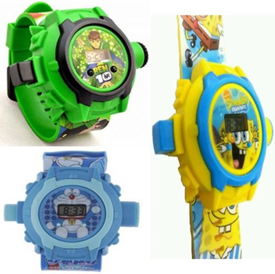 Shanti Enterprises Doraemon,Ben 10,Spanpoch bob 24 Images Projector Watch (Set Of 3) Watch  - For Boys   Watches  (Shanti Enterprises)