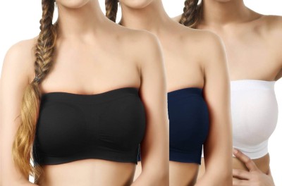 Airsonfab Women Bandeau/Tube Non Padded Bra(White, Blue, Black)