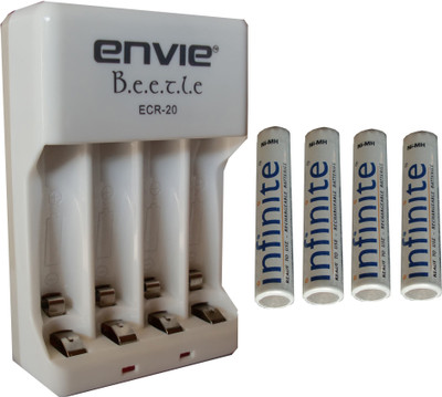 

ENVIE AAA 800 mA Ni-MH Rechargeable (4 Pcs.) + ECR20 (1 Pc.) Camera Battery Charger(White, Blue)