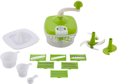 

Vivir Original Dual Speed (10 in 1) Green Multi-Function Food Processor, Dough Maker, Juicer, Vegetable Cutter Slicer Chopper(7 Blades, 1 Juicer Plate, 1 Slicing Plate, 1 Unbreakable Container, 1 Butter Milk Maker Tool, 1 Dough Maker Tool, 1 Rotating Hand