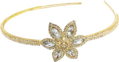 

AccessHer Rhinestone Studded Golden Metal Head band Crown for Girls and Women Hair Band(Gold)