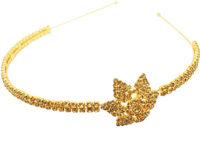 

AccessHer Rhinestone Studded Golden Metal Head band Crown for Girls and Women Hair Band(Gold)