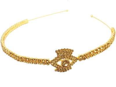 

AccessHer Rhinestone Studded Golden Metal Head band Crown for Girls and Women Hair Band(Gold)