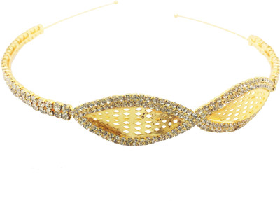 

AccessHer Rhinestone Studded Golden Metal Head band Crown for Girls and Women Hair Band(Gold)