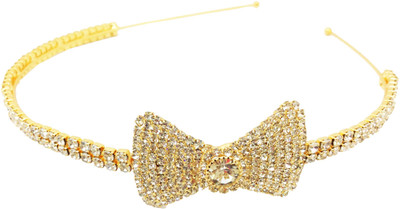 

AccessHer Rhinestone Studded Golden Metal Head band Crown for Girls and Women Hair Band(Gold)