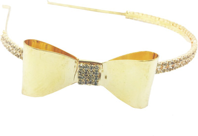 

AccessHer Rhinestone Studded Golden Metal Head band Crown for Girls and Women Hair Band(Gold)