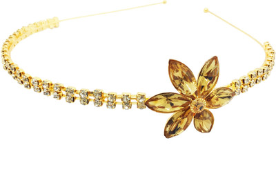 

AccessHer Rhinestone Studded Golden Metal Head band Crown for Girls and Women Hair Band(Gold)
