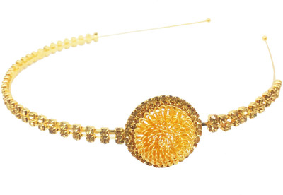 

AccessHer Rhinestone Studded Golden Metal Head band Crown for Girls and Women Hair Band(Gold)