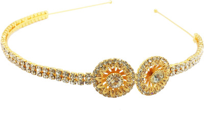 

AccessHer Rhinestone Studded Golden Metal Head band Crown for Girls and Women Hair Band(Gold)