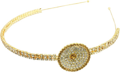 

AccessHer Rhinestone Studded Golden Metal Head band Crown for Girls and Women Hair Band(Gold)