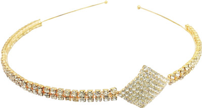 

AccessHer Rhinestone Studded Golden Metal Head band Crown for Girls and Women Hair Band(Gold)