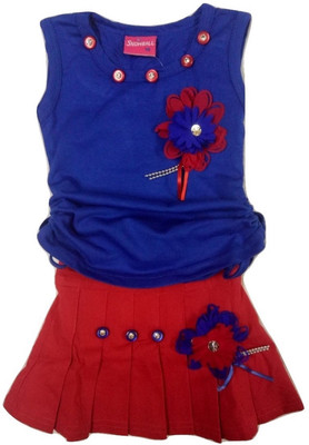 

Kid n Kids Girls Party(Festive) Top Skirt(Multicolor, Red