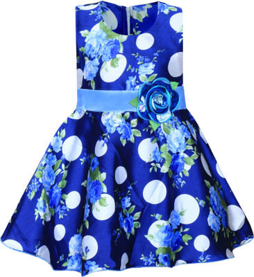 MKB Baby Girl's Midi/Knee Length Casual Dress(Blue, Sleeveless