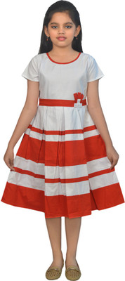 

Ssmitn Girls Midi/Knee Length Casual Dress(White, Half Sleeve
