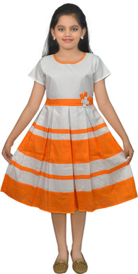 

Ssmitn Girls Midi/Knee Length Casual Dress(White, Half Sleeve