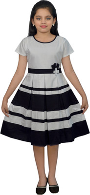 

Ssmitn Girls Midi/Knee Length Casual Dress(White, Half Sleeve