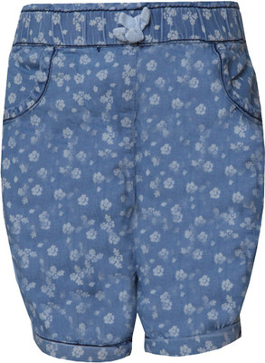 

Tales & Stories Short For Girls Casual Floral Print Denim(Light Blue, Pack of 1