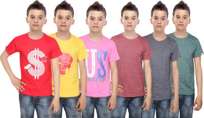 

IndiWeaves Boys Printed Cotton T Shirt(Multicolor, Pack of 6, Black;brown;green;pink;red;yellow
