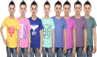 

IndiWeaves Boys Printed Cotton T Shirt(Multicolor, Pack of 8, Blue;green;pink;purple;yellow