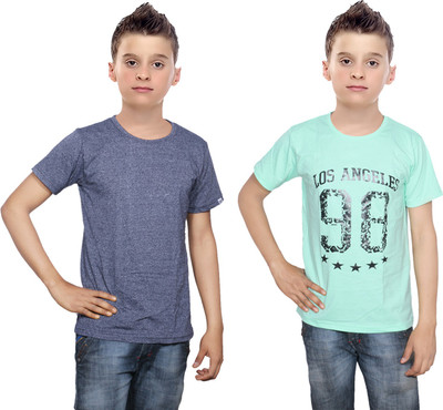 

IndiWeaves Boys Printed Cotton T Shirt(Multicolor, Pack of 2, Blue;green