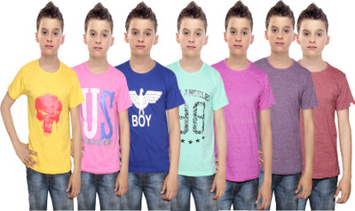 

IndiWeaves Boys Printed Cotton T Shirt(Multicolor, Pack of 7, Blue;brown;green;pink;purple;yellow