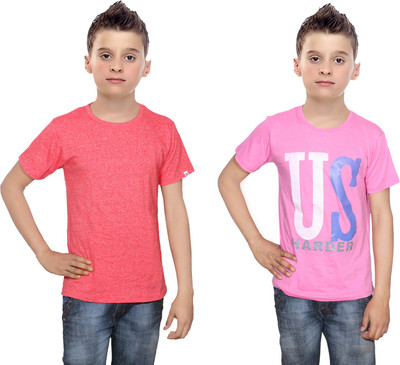 

IndiWeaves Boys Printed Cotton T Shirt(Multicolor, Pack of 2, Pink;red